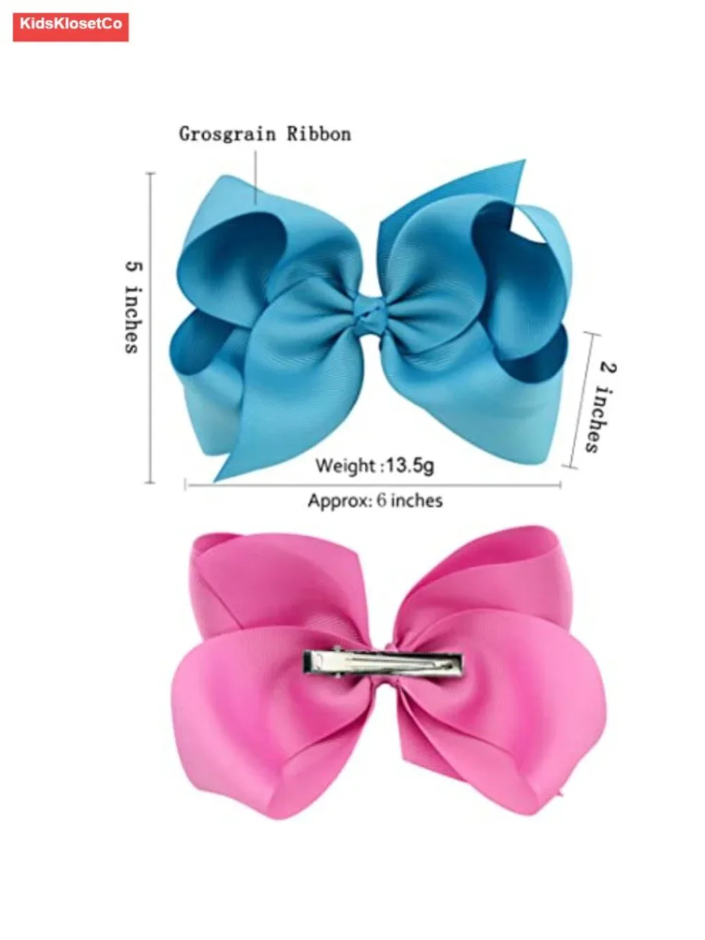 25 Big 6 Inch Grosgrain Ribbon Hair Bows with Alligator Clips for Girls